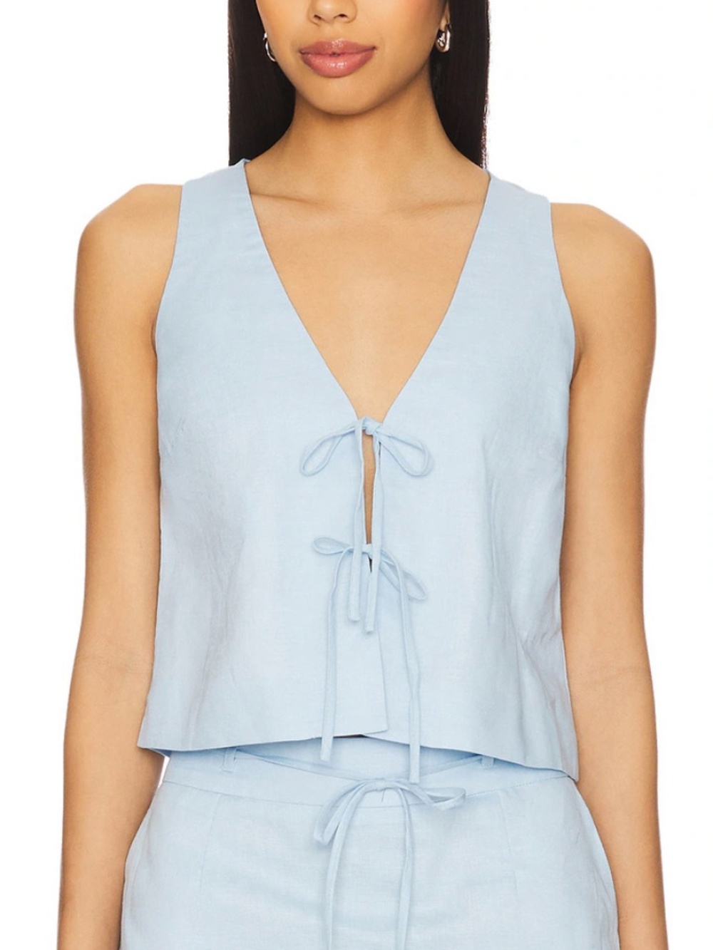 MINKPINK Pandora Tie Crop Top- Sky Blue- Size Small- New